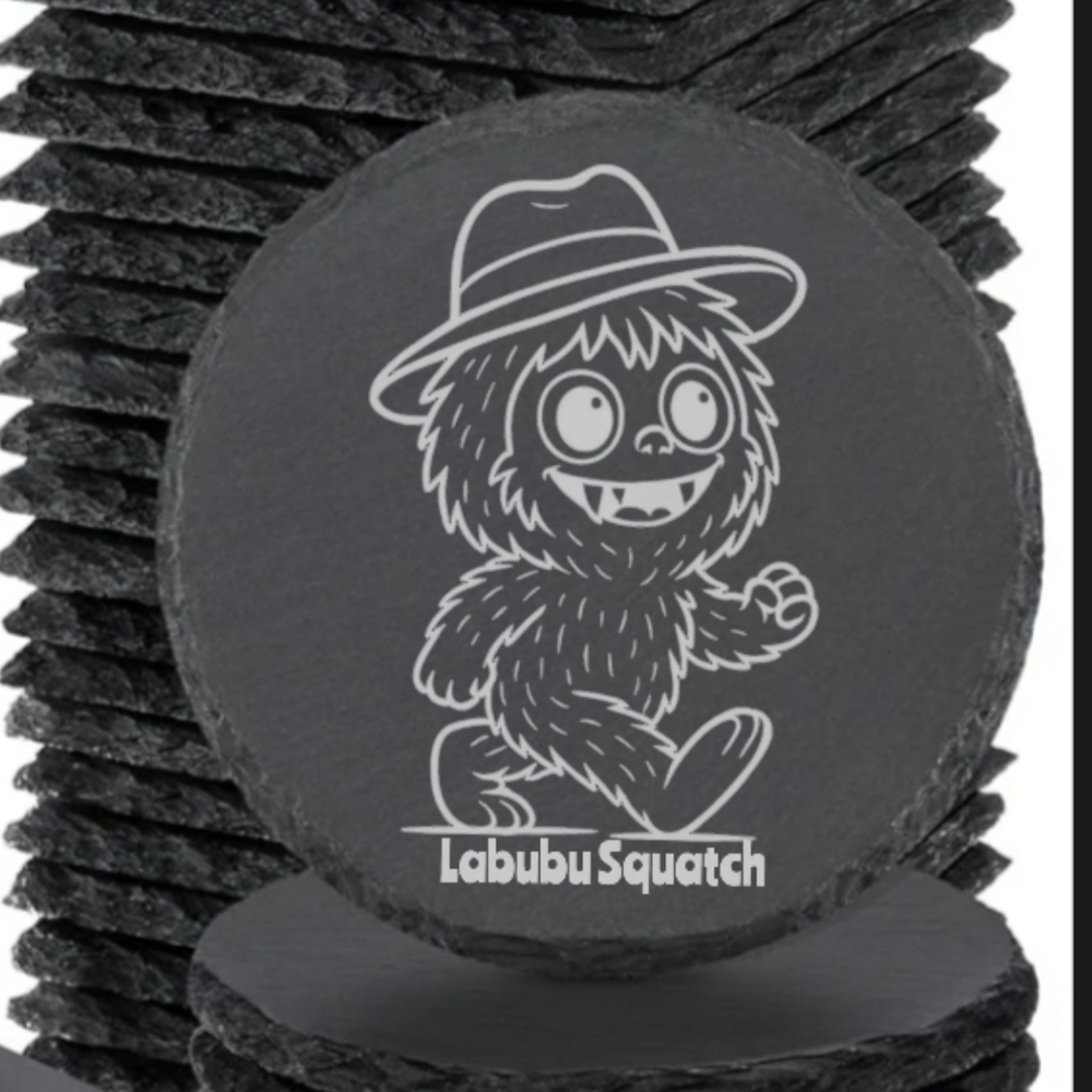 Labubu Squatch Monster Slate Coasters